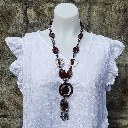 Necklace Brass Ring & Glass Beads