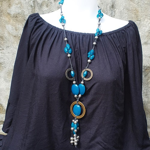 Necklace Brass Ring & Glass Beads