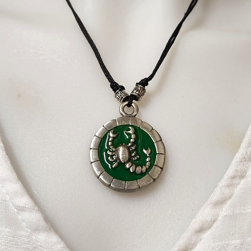 Necklace Pewter Zodiac Sign Round