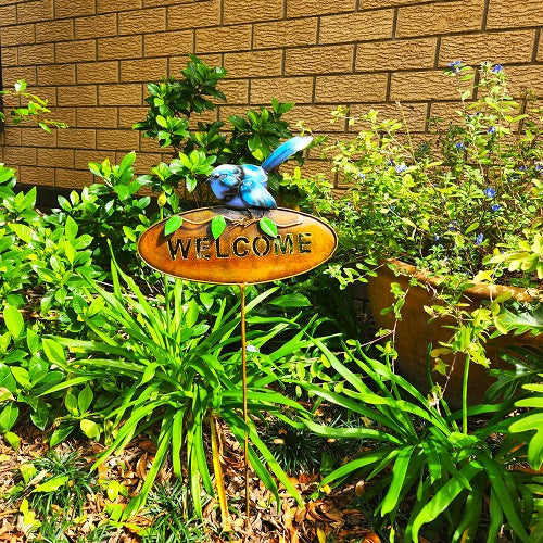 Garden Welcome Stake Blue Wren - Just-Oz