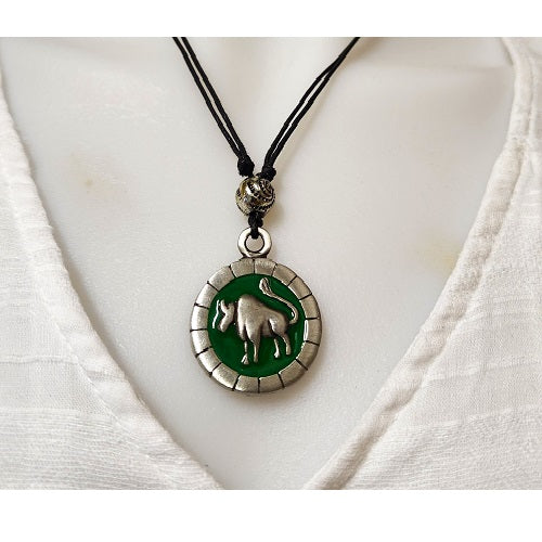 Necklace Pewter Zodiac Sign Round